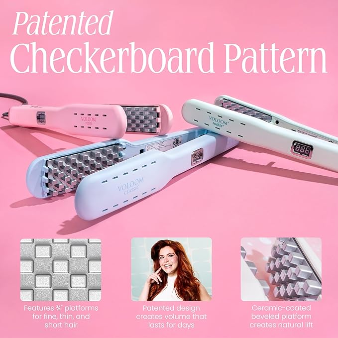 Voloom Rootie 3/4” Inch Professional Volumizing Ceramic Hair Iron | Lasting Hair Volume | for Short Or Thin Hair | Adjustable Temp | Auto Shut-Off