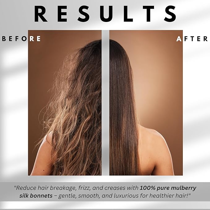 100% Mulberry Silk Bonnet for Sleeping Women, Handmade in USA 19 Momme Double Layer Reversible Silk Hair Wrap with Adjustable Ties, Non-Slip Sleep Cap for Curly & Natural Hair