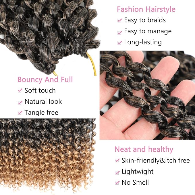 Passion Twist Hair 18 Inch 8 Packs Passion Twist Crochet Hair For Black Women Water Wave Braiding Hair Bohemain Long Spring Twist Hair Synthetic Hair Extension 18 Inch (Pack of 8), T27)