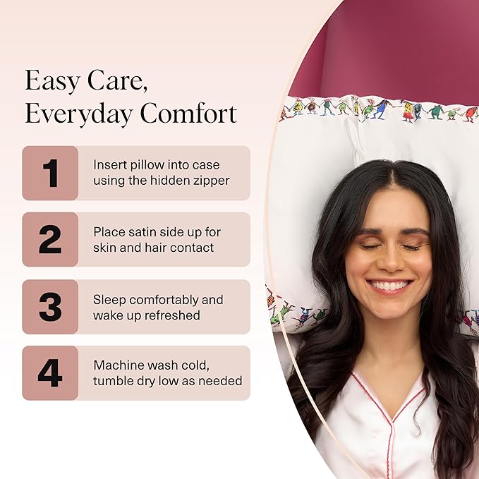 The Grinch x Kitsch Satin Pillowcase with Zipper for Hair & Skin - Softer Than Silk Pillow Cases, Smooth Cooling Pillow Cover, Wrinkle-Free, Machine Washable, King Size (19x36) - Who-Ville