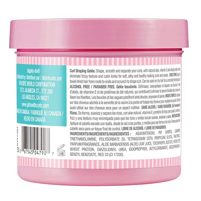 Dippity Do Girls with Curls Light Hold Gelee, Shape, Smooth & Separate Curls, Formulated with Aloe, Vitamin E & Wheat Protein, Frizz-Free, Never Crunchy, Curly Hair Gel For Women, 2 Pack