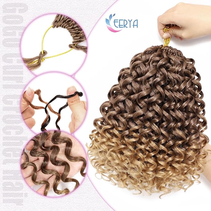 7 Packs GoGo Curl Crochet Hair 10 Inch Short Curly Crochet Hair for Women Deep Wave Beach Curl Crochet Braids Synthetic Braiding Hair Extensions(10 Inch, T33/27)