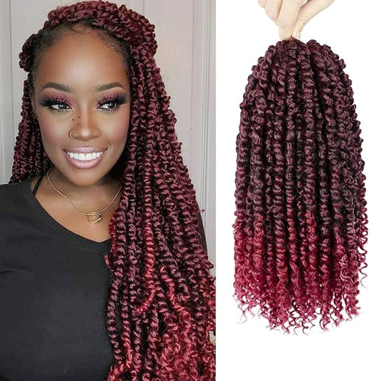 Passion Twist Hair - 8 Packs 12 Inch Passion Twist Crochet Hair For Women, Crochet Pretwisted Curly Hair Passion Twists Synthetic Braiding Hair Extensions (12 Inch 8 Packs, TBUG)