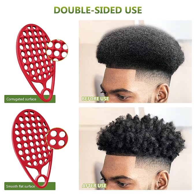 KOUPA Magic Silicone Curly Hair Brush, One Piece Twist Curl Comb for Afro Curls, Washable Hair Tool for Men Women, Red, 1 Piece