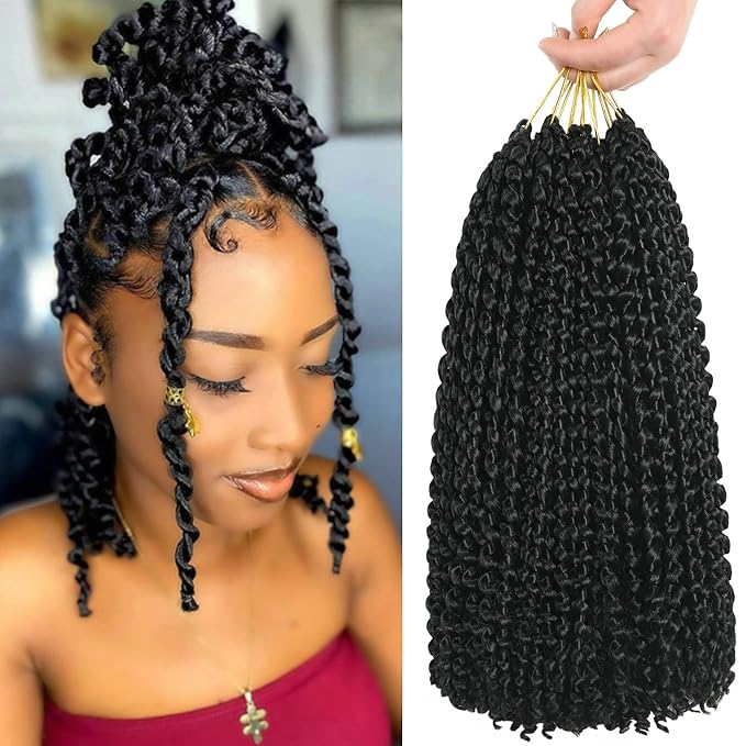 FUTAI Passion Twist Hair 7 Packs 154 Strands 12 Inch Pre Looped Water Wave Crochet Hair Bohemian Braids for Black Women