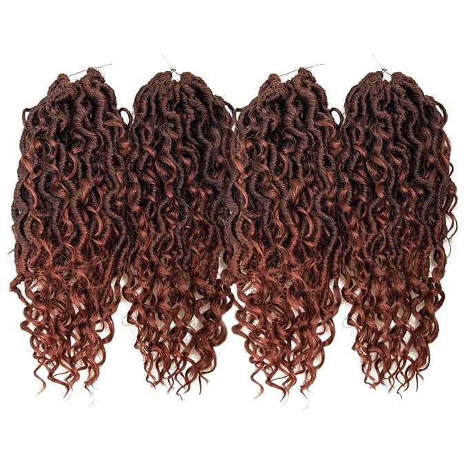 Goddess Locs Crochet Hair 12Inch Crochet Locs,Boho Faux Loc Bohemian Crochet Hair for Black Women 4Packs (1B/350, 12inch)