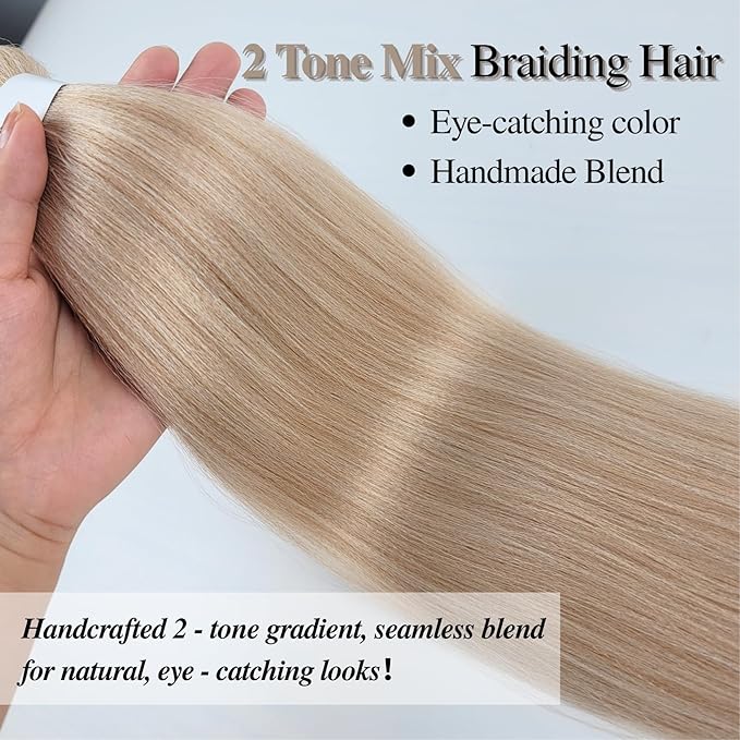 Light Ash Blonde Braiding Hair Pre stretched for Box Knotness Braids Hypoallergenic Long Hair Extensions for Braiding Yaki Hot Water Setting