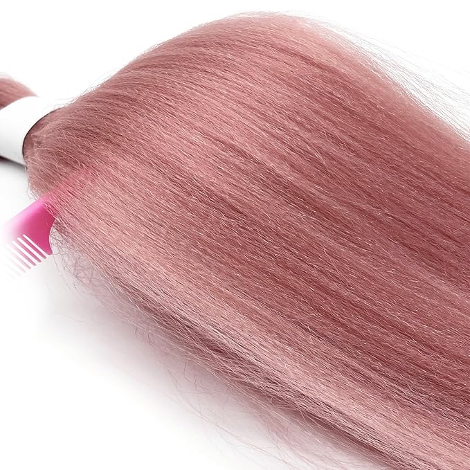 Rouge Pink Braiding Hair Pre Stretched Kanekalo Prestretched Braiding Hair 30 inch Colored Hair Extensions for Braiding Box Braids Knotless Braiding Hair