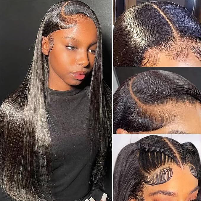 Straight Lace Front Wigs Human Hair 180% Density 13x4 HD Transparent Lace Frontal Human Hair Wigs for Women Pre Plucked Natural Color 20 Inch