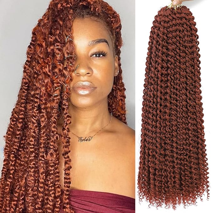 Passion Twist Hair Copper Red 20 Inch 8 Packs Passion Twist Crochet Hair Long Bohemian Crochet Braids (20 Inch, 350#)