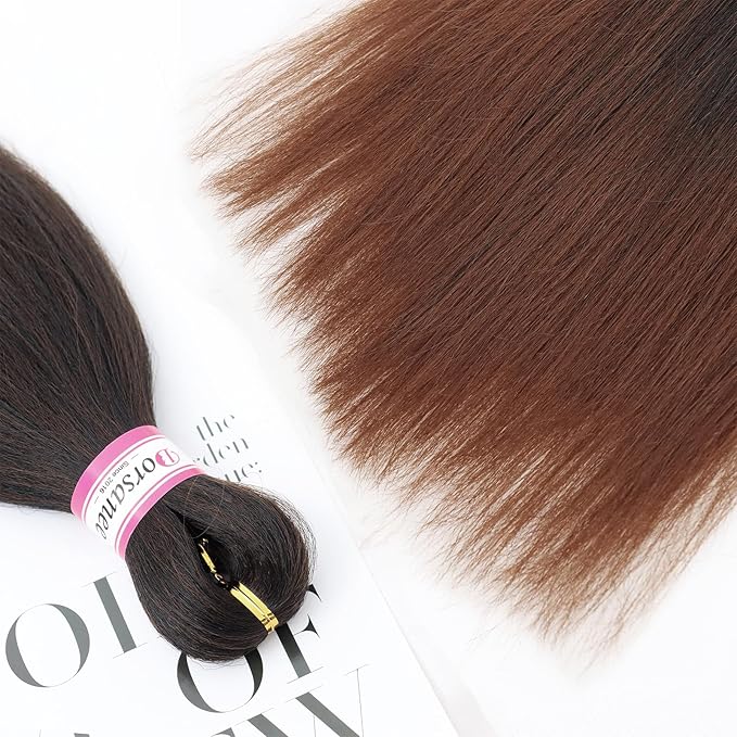 Dorsanee Braiding Hair Pre Stretched 18 Inch 8 Packs Ombre Brown Braiding Hair Extensions for Crochet Box Braids Twists Locs Hair Soft Yaki Texture Hot Water Setting (18inch,#1B/30)