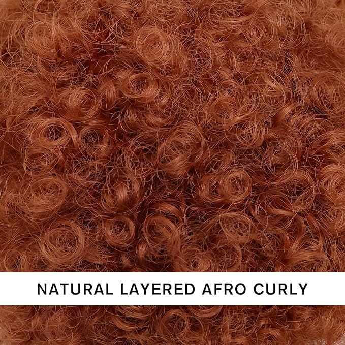 AISI QUEENS Afro Puff Drawstring Ponytail Extension for Black Women Copper Afro Puff Bun Extension Short Afro Kinkys Updo Hairpieces for Black Women(350#)
