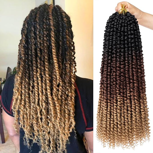 Xtrend 8packs 22inch Pre-twisted Passion Twist Hair Natural Black Pre-looped Passion Twists Crochet Braids Synthetic Hair Extensions Crochet Hair For Women (8packs, 53#)