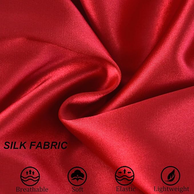 Silk Bonnet for Sleeping Satin Bonnets Double Layer Reversible Hair Cap Bonnet for Women Long Curly Braid Hair (Red)