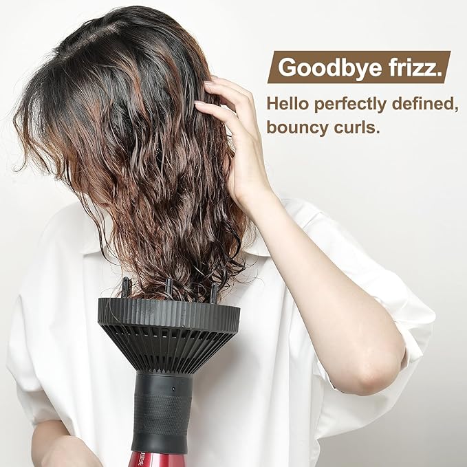 PERFEHAIR Hair Diffuser for Curly Hair, Professional Salon Frizz-Free Fast Blow Dry Diffuser Attachment with 1.57"-2" Nozzle, Black