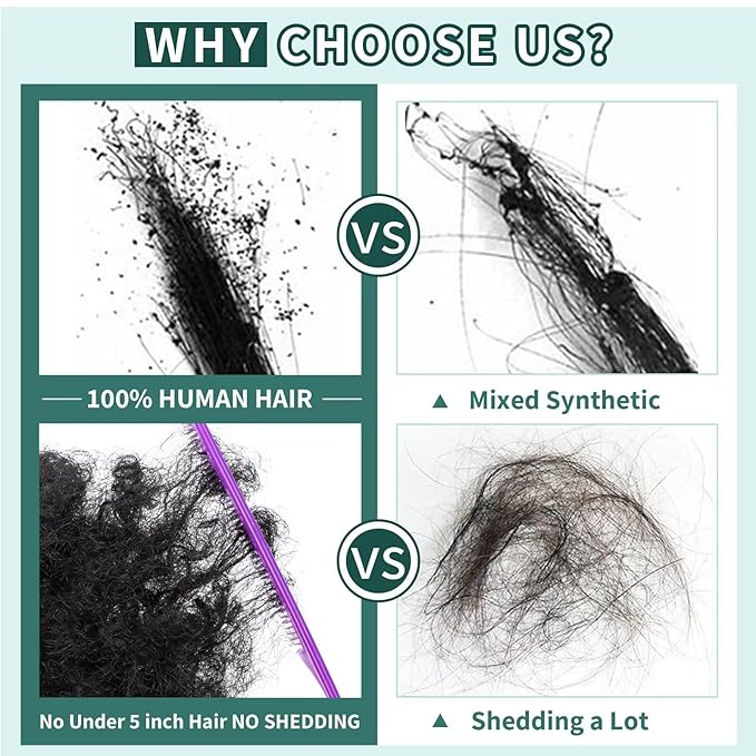 Ponytail Extension Human Hair Curly Ponytail Extension for Black Women Long Afro Puffs Hair Buns Drawstring Ponytail Human Hair (16 Inch #1B Natural Black)