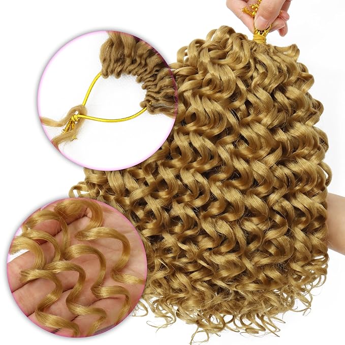 7 Packs GoGo Curl Crochet Hair 8 Inch Short Curly Crochet Hair for Women Deep Wave Beach Curl Crochet Braids Synthetic Braiding Hair Extensions(8 Inch, #27)