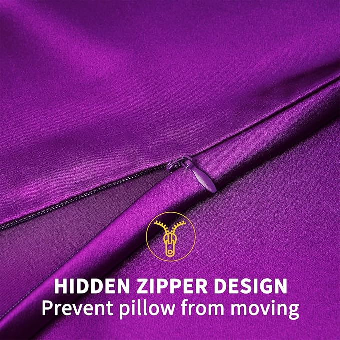 ZIMASILK 100% Pure Mulberry Silk Pillowcase for Hair and Skin Health,Soft and Smooth,Both Sides Premium Grade 6A Silk,600 Thread Count,with Hidden Zipper,1pc(Standard 20''x26'',Violet)