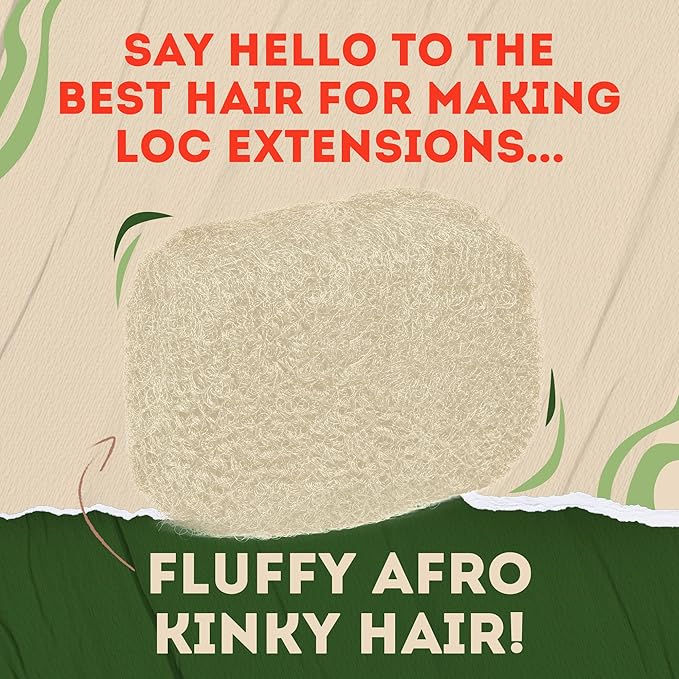 Locsanity Afro Kinky 100% Bulk Natural Human Hair - Braiding Hair for Dreadlocks, Loc Repair, Dreadlock Extensions, Twists, Braids - 8 Inches Long, 1 Oz #613