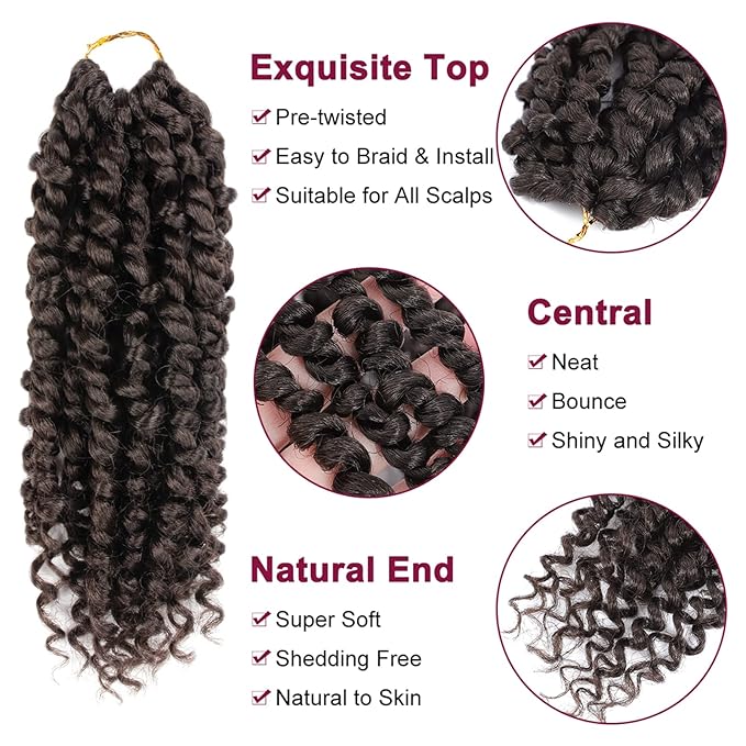 Passion Twist Hair For Kids - 8 Packs 8 Inch Passion Twist Crochet Hair For Black Women, Crochet Pretwisted Curly Hair Passion Twists Synthetic Braiding Hair Extensions(8 Inch 8 Packs, #4)