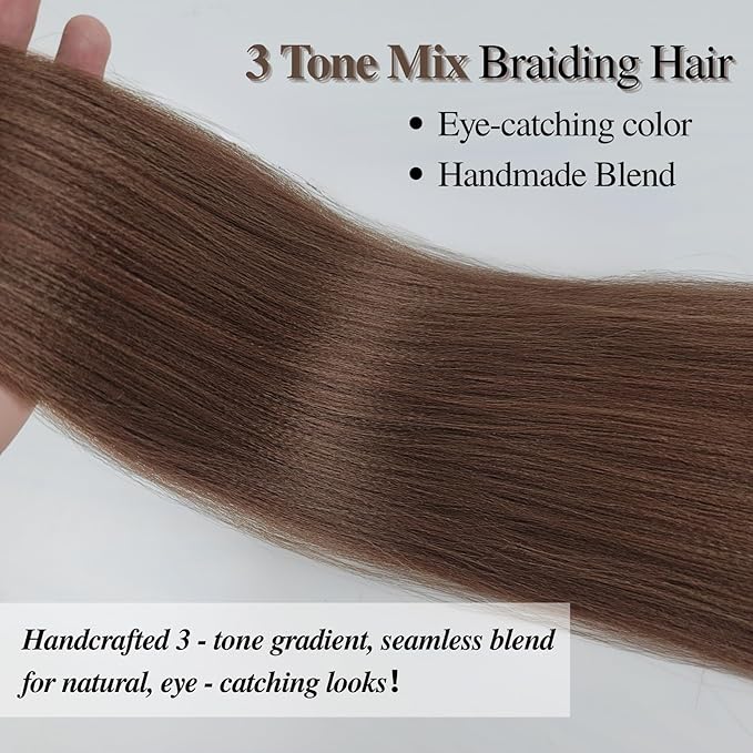 Brown Prestretched Braiding Hair 26 Inches Long Synthetic Braiding Hair Colorful Inch Free Ez Braid Prestretched Knotless Braids