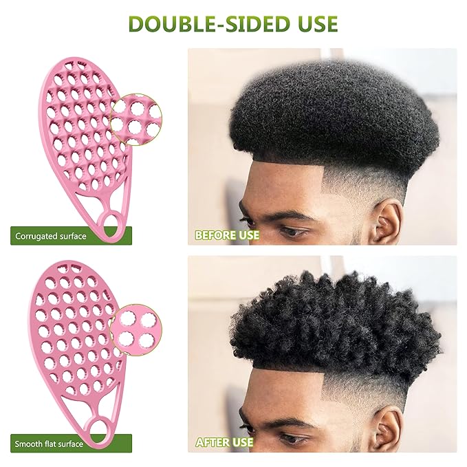 KOUPA Magic Silicone Curly Hair Brush, One Piece Twist Curl Comb for Afro Curls, Washable Hair Tool for Men Women, Pink, 1 Piece