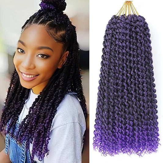 Passion Twist Hair Purple,12 Inch Passion Twist Braiding Hair,7 Packs Water Wave Crochet Hair For Black Women Passion Twist/Butterfly Locs/Spring Twist Crochet Braids Boho Hair(12in,1B/Purple#)