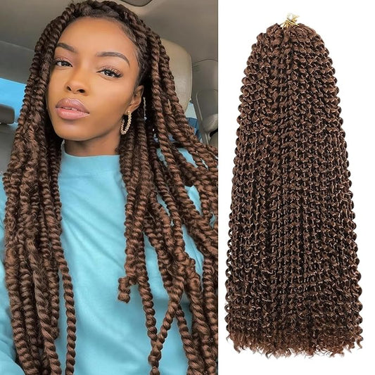Passion Twist Hair 14 Inch 8 Packs Water Wave Crochet Hair Bohemian Braiding Hair for Boho Locs Pre Looped Crochet Braids Hair for Black Women （30#）