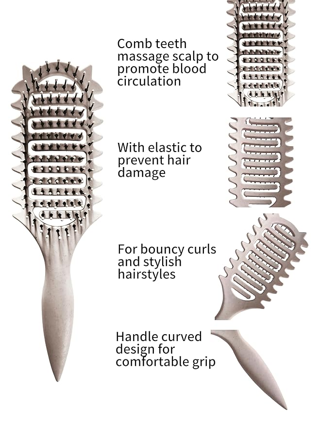 Curl Defining Brush,2025 Vented Hair Brush for Detangling Styling,Curl Brush For Curly Hair Wet,Shaping And Defining Curls For Women and Men(Off White)