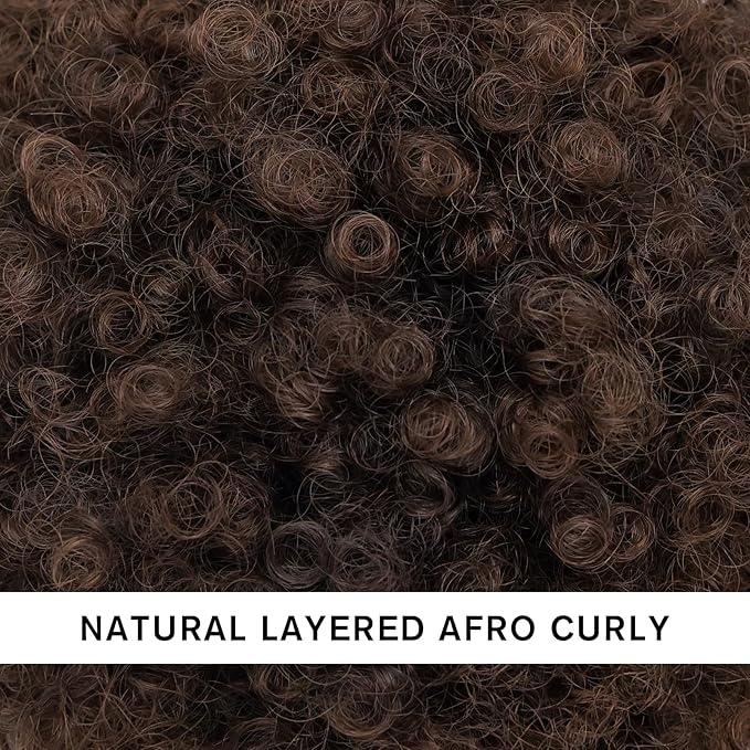 AISI QUEENS Afro Puff Drawstring Ponytail for Black Women, Large Size Kinky Curly Afro Ponytail Synthetic Hair Puffs, Deep Brown Afro Bun Drawstring Ponytail for Women Girls(2-33#)