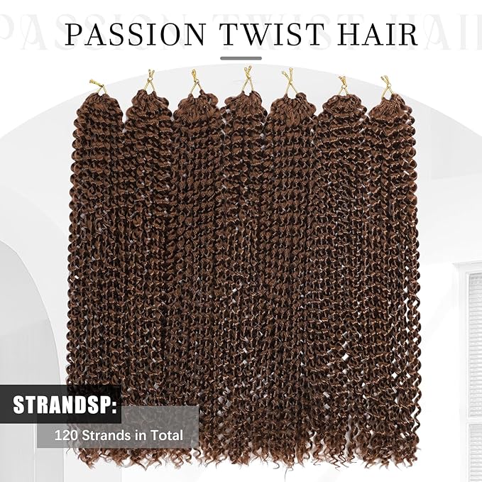 Passion Twist Hair 16 Inch 8 Packs Water Wave Crochet Braids Pre Looped Bohemian Braiding Hair Extensions for Black Women （30#）