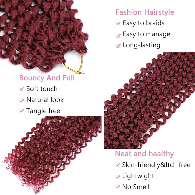 Passion Twist Hair Burgundy Red 24 Inch 8 Packs Passion Twist Crochet Hair For Women Passion Twists Braiding Hair Long Bohemian Spring Twist Hair Crochet Braids Synthetic Hair Extension (24 Inch, BG#)