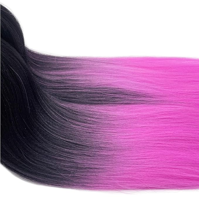 Rose Pink Ombre Braiding Hair Pre Stretched Color Pink Hair Extensions for Braids 26 inch Prestretched Braiding Hair Ombre Crochet Braids Non Toxic Synthetic Hair for Braiding