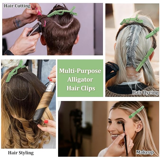 30 Pack Alligator Hair Clips for Styling, Sectioning Crocodile hair Clips Professional Barber Accessories for Salon of Thick Curly Volume Hair (Green)