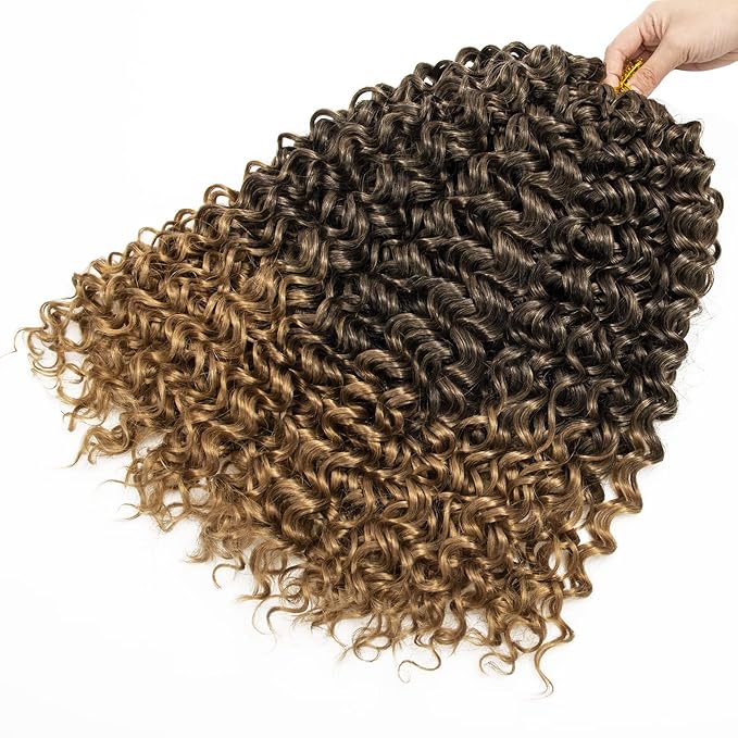 YXCHERISHAIR 8 Packs Curly Crochet Hair GoGo Curl Crochet hair for Women Deep Wave Braiding hair,Synthetic Bohemian Crochett Braid Water Wave Crochett hair Extensions(18inch, 1B/27)