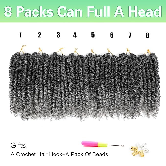 Passion Twist Crochet Hair 10Inch Passion Twist Hair 8 Packs Pre-Twisted Passion Twist Crochet Hair for Black Women Soft Passion Twist Curly Crochet Hair 10"(Pack of 8) T51