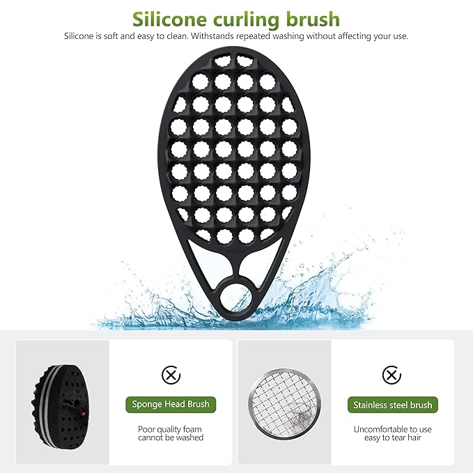 KOUPA Magic Silicone Curly Hair Brush, One Piece Twist Curl Comb for Afro Curls, Washable Hair Tool for Men Women, Black, 1 Piece