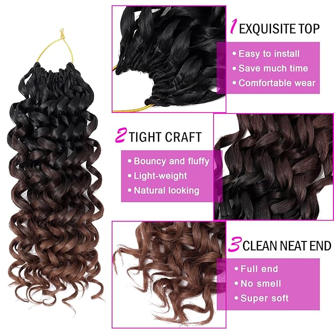 7 Packs GoGo Curl Crochet Hair 8 Inch Short Curly Crochet Hair for Women Deep Wave Beach Curl Crochet Braids Synthetic Braiding Hair Extensions(8 Inch, T1B/4/30)