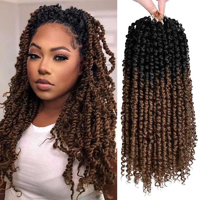 NAYOO Passion Twist Hair - 8 Packs 14 Inch Passion Twist Crochet Hair For Women, Crochet Pretwisted Curly Hair Passion Twists Synthetic Braiding Hair Extensions(14 Inch 8 Packs, OT30)