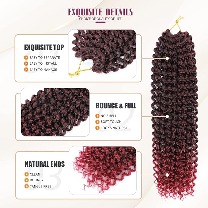 Dansama 7 Packs Passion Twist Hair Water Wave Braiding Hair for Butterfly Style Crochet Braids Bohemian Hair Extensions (18inch (Pack of 7), T1B/BUG)