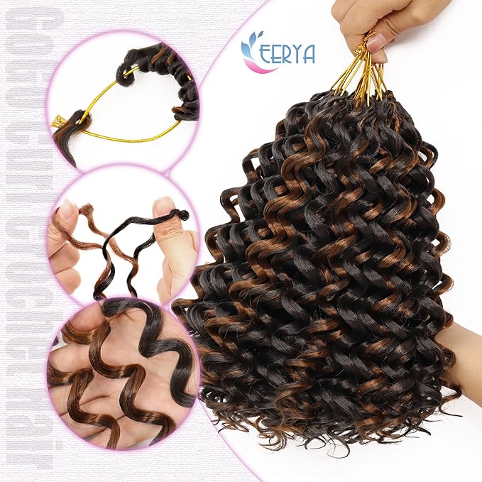 7 Packs GoGo Curl Crochet Hair 10 Inch Short Curly Crochet Hair for Women Water Wave Beach Curl Deep Twist Crochet Braids Synthetic Braiding Hair Extensions (10 Inch, P4/30)