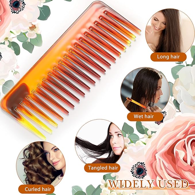 Patelai Wide Tooth Comb Large Hair Detangling Comb for Curly, Wet Dry Hair, No Handle Detangler Accessories(Dark Brown)