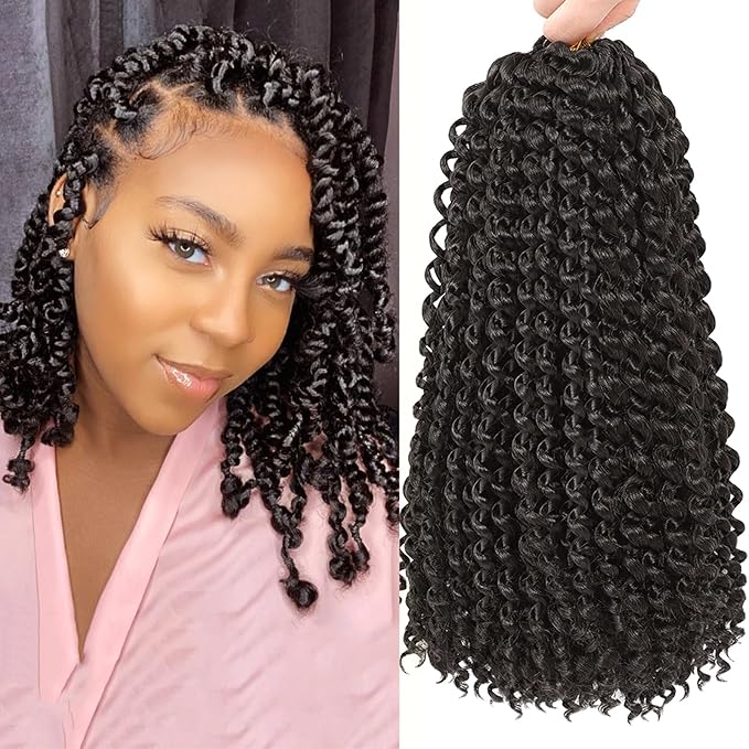Alrence Passion Twist Hair 14 Inch 8 Packs Water Wave Crochet Hair Curly Braiding Hair For Butterfly Locs Long Bohe Crochet Braids (14 Inch (Pack of 8), 4#)