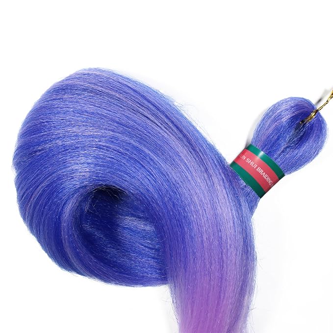 Ombre Blue Light Purple Pre stretched Braiding Hair 2 Packs Pre feathered Braid Hair Extensions 30 Inches Hair Braids