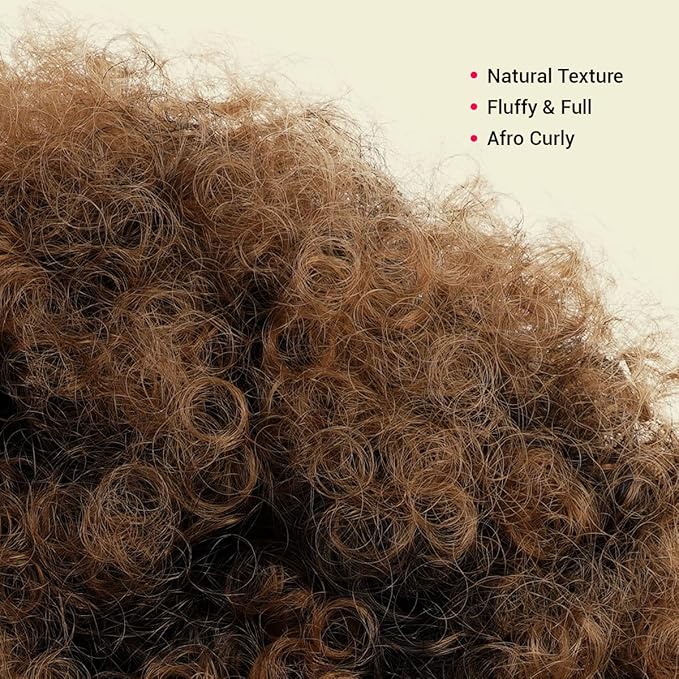 GLAM21USA Afro Puff Drawstring Ponytail Retro Kinky Curly Ponytail Wig Clip in Bun Hair Piece for Black Women Synthetic Hair Extension (LARGE, T1B/30)