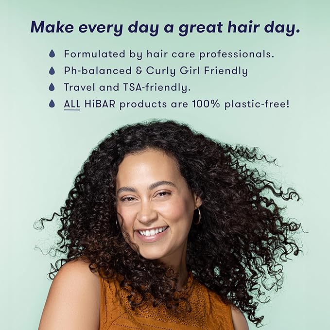 HiBAR - Curl Shampoo & Conditioner Set - For Curly Hair - Define, Cleanse & Nourish - Babassu, Pracaxi Butter & Curl Complex - Plastic, Soap, Paraben & Sulfate-Free - Color Safe & Vegan - 2 Solid Bars