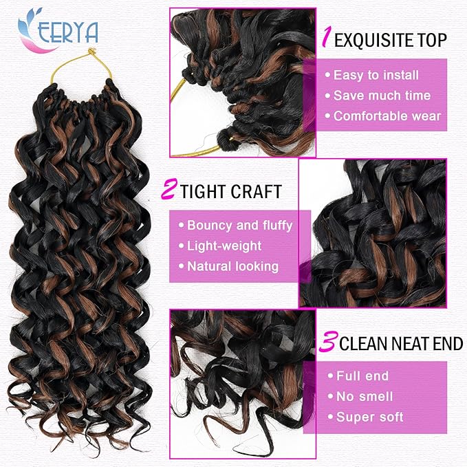 7 Packs GoGo Curl Crochet Hair 10 Inch Short Curly Crochet Hair for Women Water Wave Beach Curl Deep Twist Crochet Braids Synthetic Braiding Hair Extensions (10 Inch, P30)