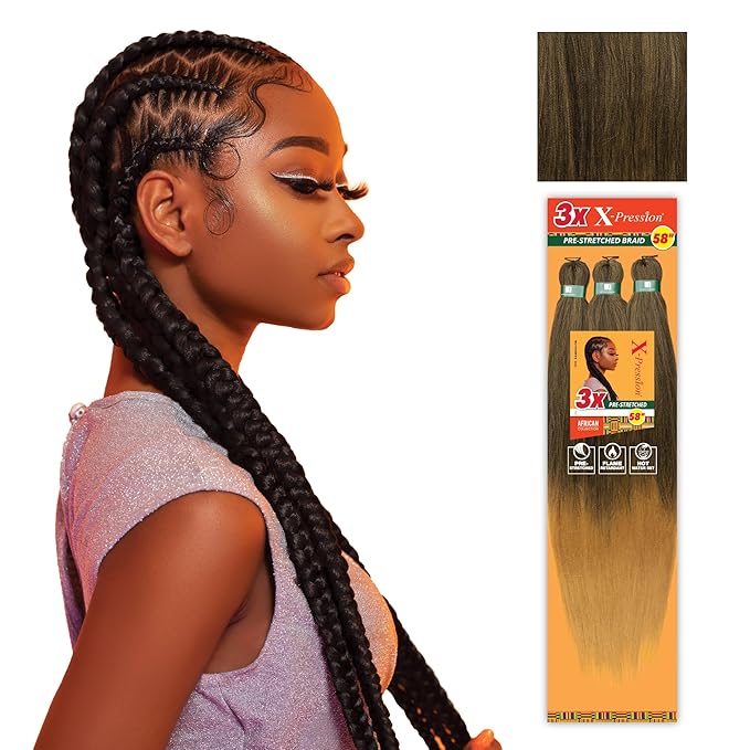 Sensationnel X-pression prestretched braiding hair - 3x braid 58 inch all kanekalon flame retardant synthetic braid for box braids and twists (2 pack, SM1B/27)