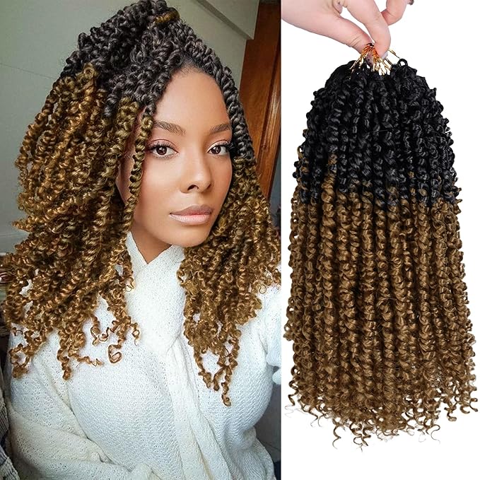 NAYOO Passion Twist Hair - 8 Packs 12 Inch Passion Twist Crochet Hair For Women, Crochet Pretwisted Curly Hair Passion Twists Synthetic Braiding Hair Extensions(12 Inch 8 Packs, OT27)