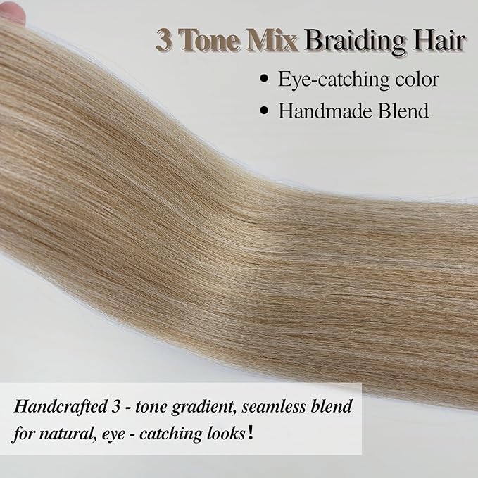 Light Brown Blonde Pre stretched Braiding Hair Anti Itch Braiding Hair Knotless Ez Braid for Box Braids Twist